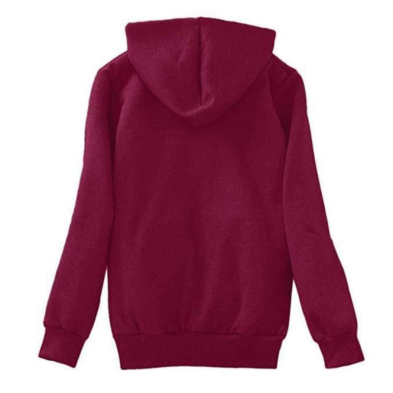 Women's Plush Hooded Long-sleeved Zipper Jacket Sweater Coat Plus Size Tops