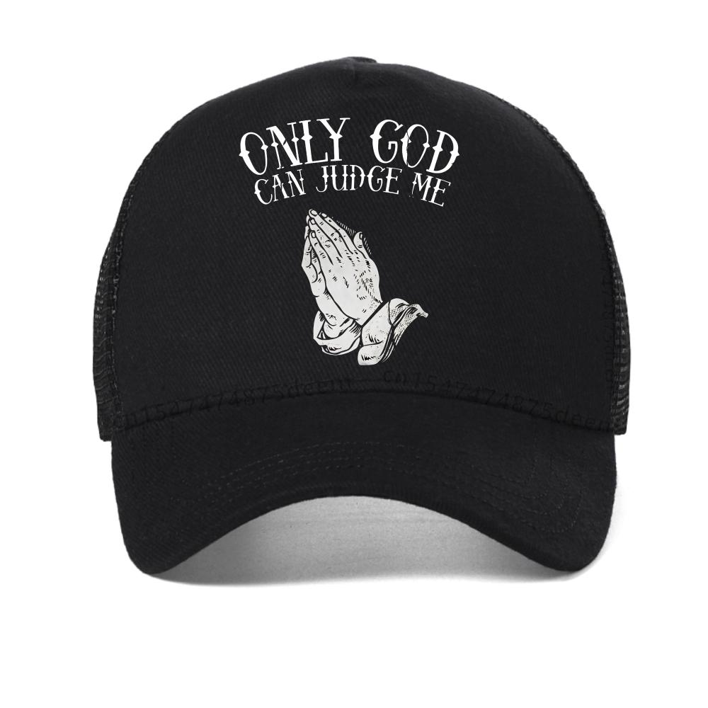 Only God can judge me Printed baseball cap Men's summer fashionable casual caps outdoor adjustable mesh trucker hat Snapback hat