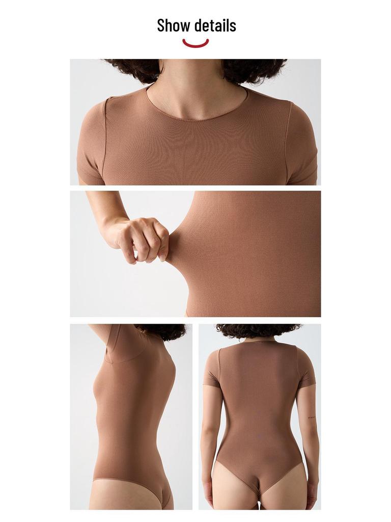 Seamless Short Sleeve Yoga Bodysuit - Nude Feeling