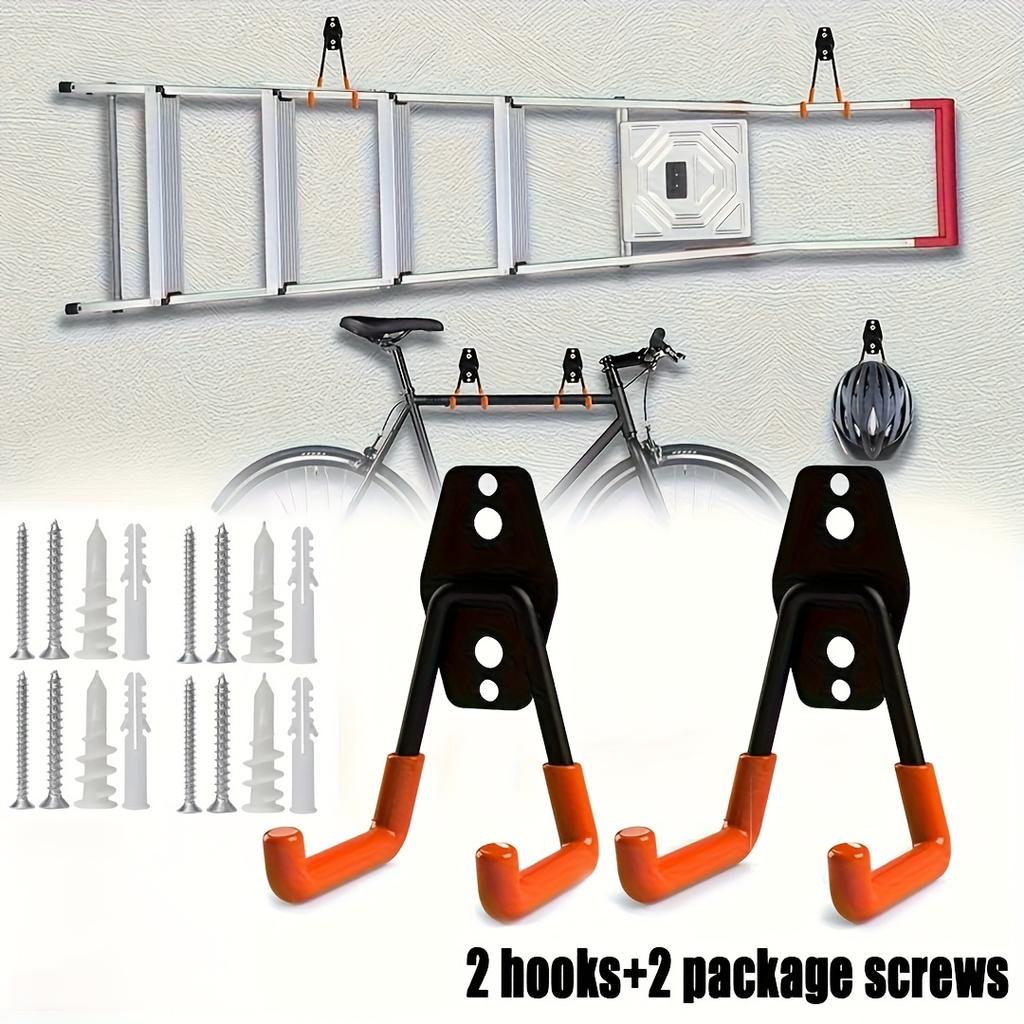 2pcs Metal Hook Garage Organizer Wall Mount Bicycle Hanger Hooks Wall Mount Anti-slip Storage Hook Garage Storage Tool