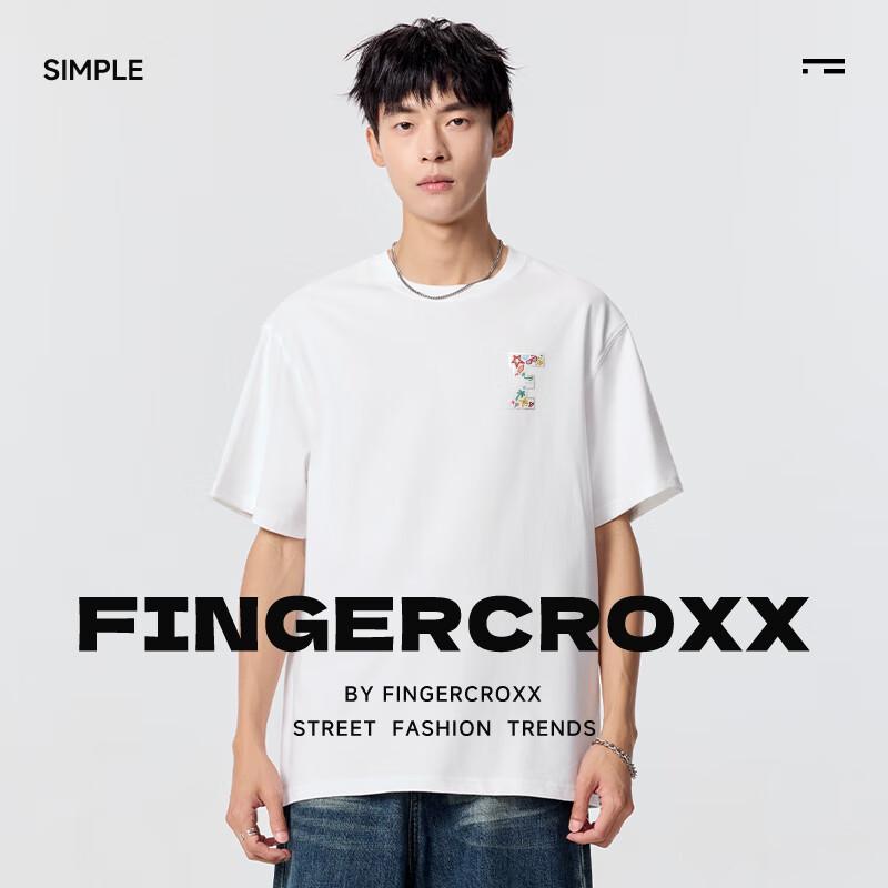 Fingercroxxit Men's Heavyweight Cotton Loose Fit T-Shirt