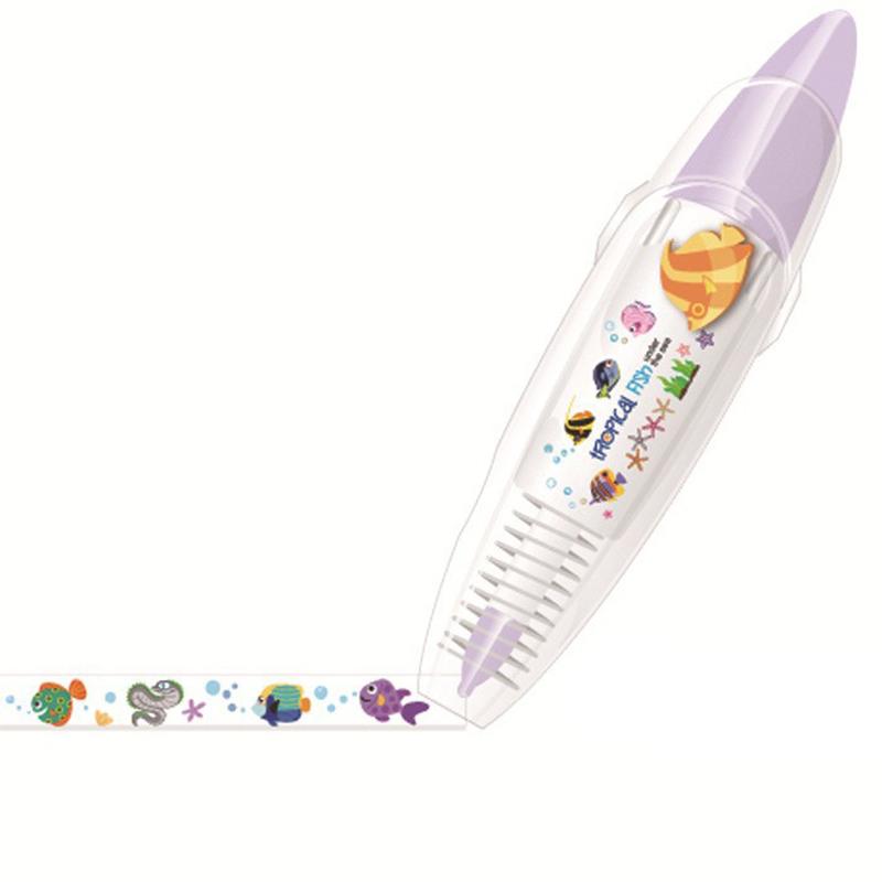 6x Ally-Pocket Tape Pen DIY Roztomilá zvířátka Tlačítkový typ Dekorativní korekční páska