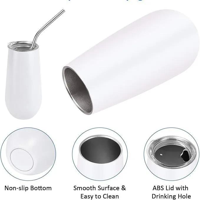 Mini 6oz Eierschalenbecher Innen und Außen 304 Edelstahl Isolierbecher Weinglas Vakuum U-förmig Isoliert Champagnerbecher