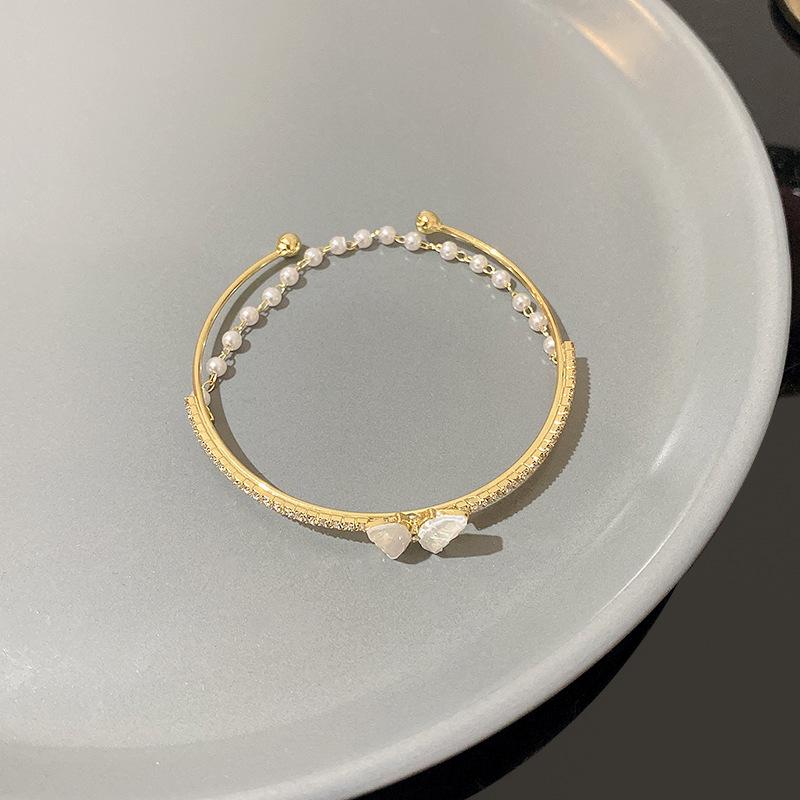 Korean Double-layer Color Butterfly Bracelet Women's Ins Wind Pearl Bracelet Niche Temperament Jewelry