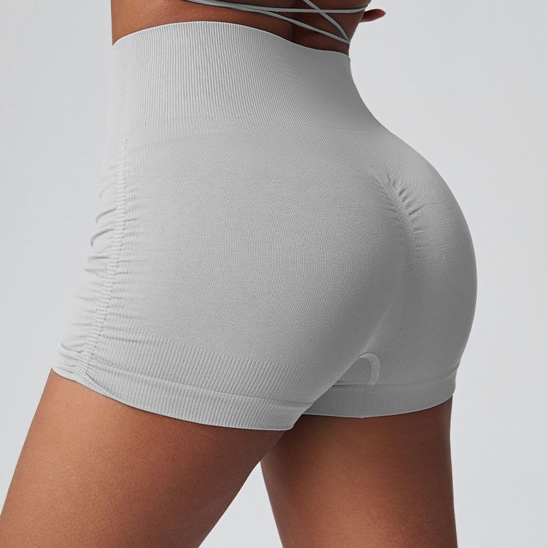 Slim Fit Sports Yoga Pants Women European and American Peach Fitness Shorts High Waist Buttock Lifting Training Three-Point Pants Iron-Rolling