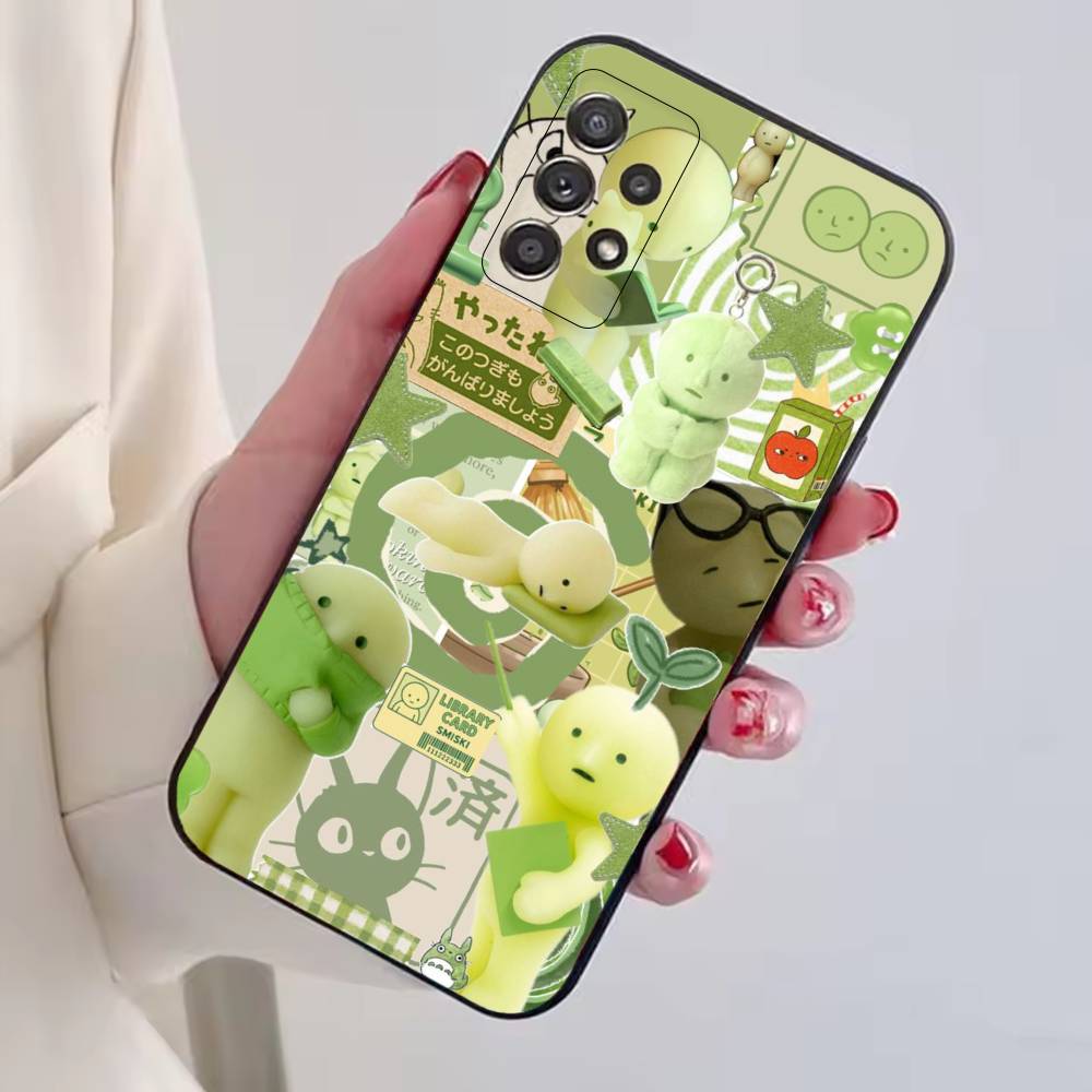 Cute S-Smiski Green Guy Phone Case For Samsung S25,S24,S21,S22,S23,S30,Ultra,S20,Plus,Fe,Lite,Note,10,Black Cover