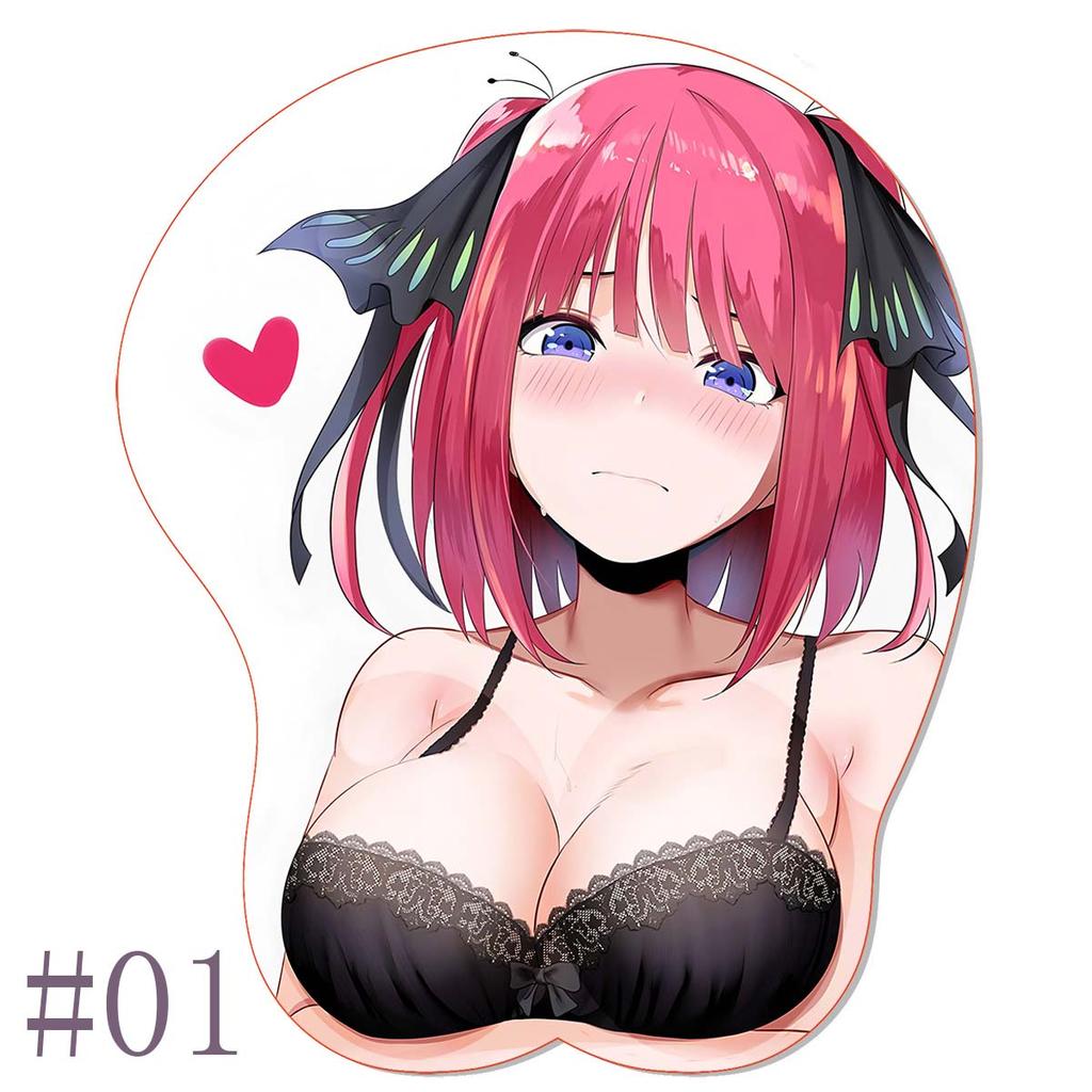 3D Mouse Pad Quintuplets Stereo Mousepad Oppai Boob Rias Gremory Nakano Nino Anime Silicone Wrist Rest BULK Pad Gaming Mouse Mat