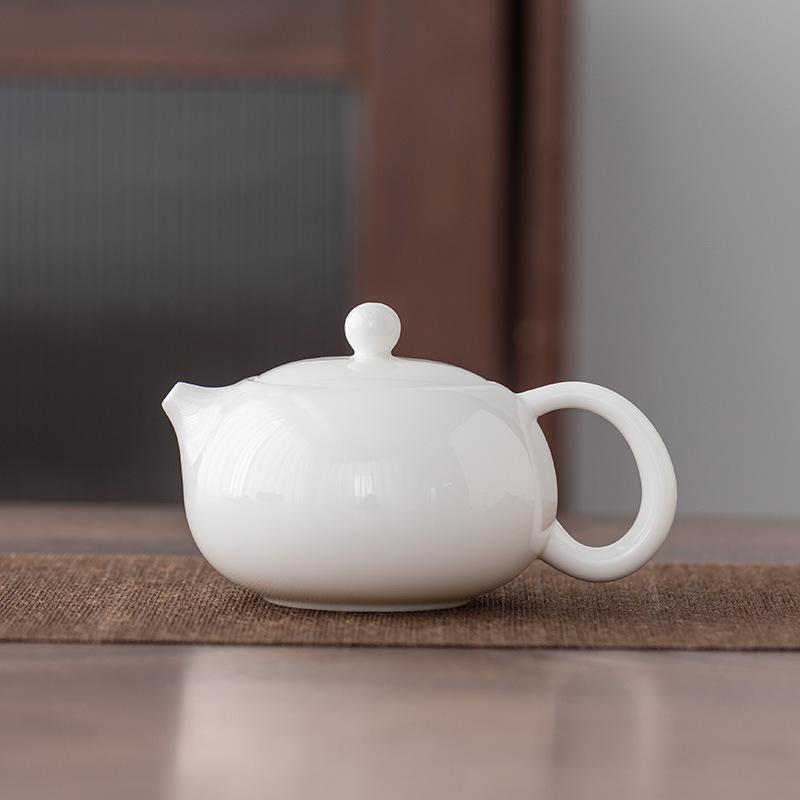 Suet jade white porcelain teapot ceramic household kung fu tea set bubble teapot ceramic handmade pot Xishi pot