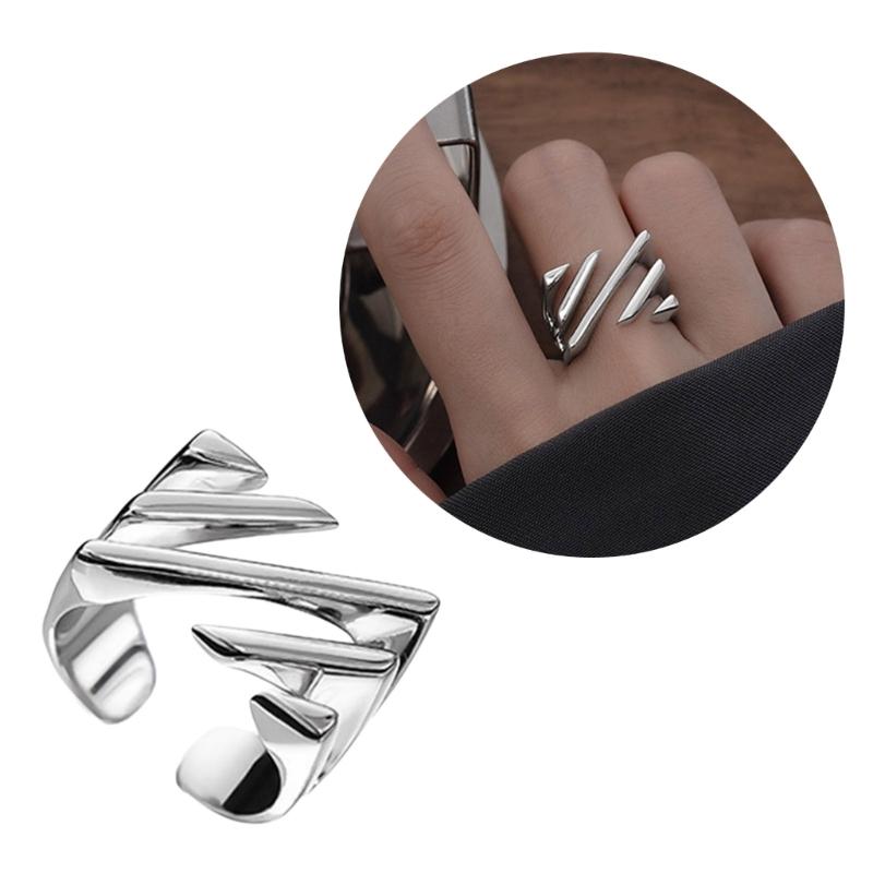 Irregular Geometric Rings Unique Square Cutout Rings with Slanted Texture  Adjustable Open Rings Decoration for Women