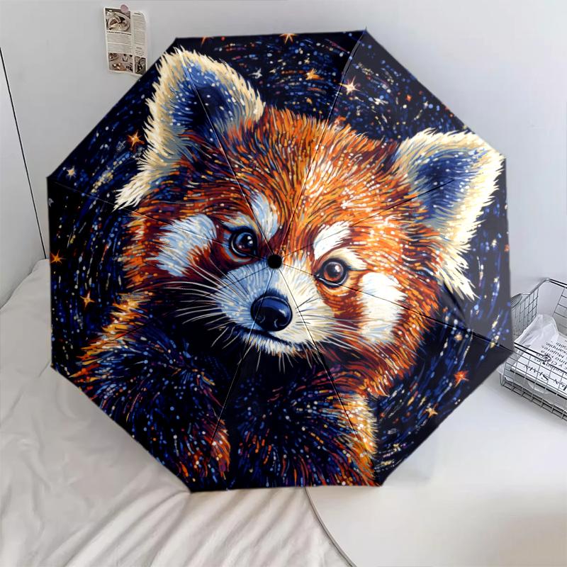 

Red Panda pattern, automatic folding umbrella, portable and foldable design, 8 ribs, a Christmas or birthday gift.