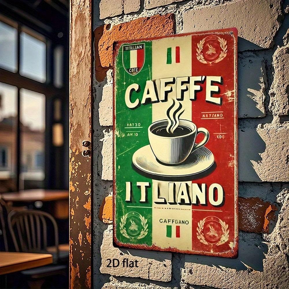 

Vintage Italian Coffee Caffe Italiano Metal Poster for Wall, Retro Tin Sign 20x30 cm for Bar