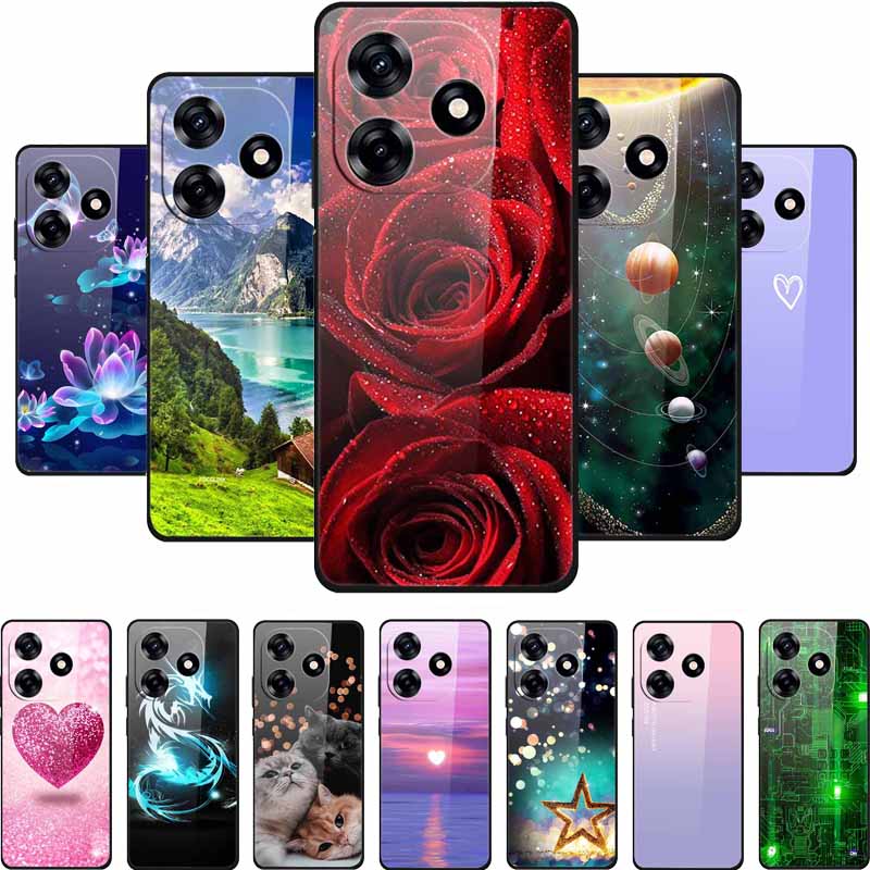 Glass Back Cover For Honor X5c Plus Case Coque Hard Tempered Glass Case For Honor Play 10A X5c Plus Phone Case Cover Soft Bumper
