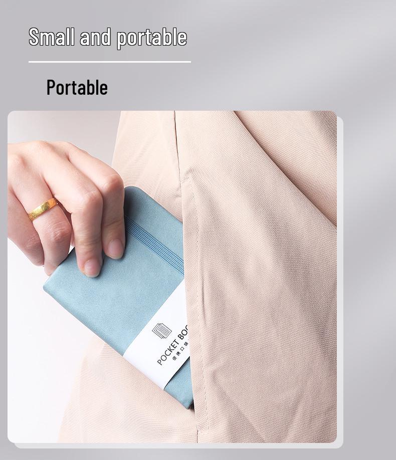 Compact A7 Carry-On Notebook with Strap, Thick Mini Planner, Logo Printable