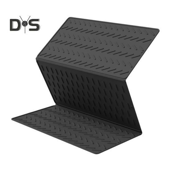 

Силиконовый коврик для сушки посуды для кухонной стойки, большой 3-складной коврик для сушки посуды с отверстием для подвешивания, нескользящая стойка для сушки посуды, многофункциональная доска для сушки посуды чёрный