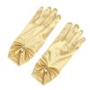 Women Elegant Satin Short Mittens Faux Pearl Pendant Decoration Solid Color Etiquette Gloves Dinner Party Opera Wedding Stage Performance