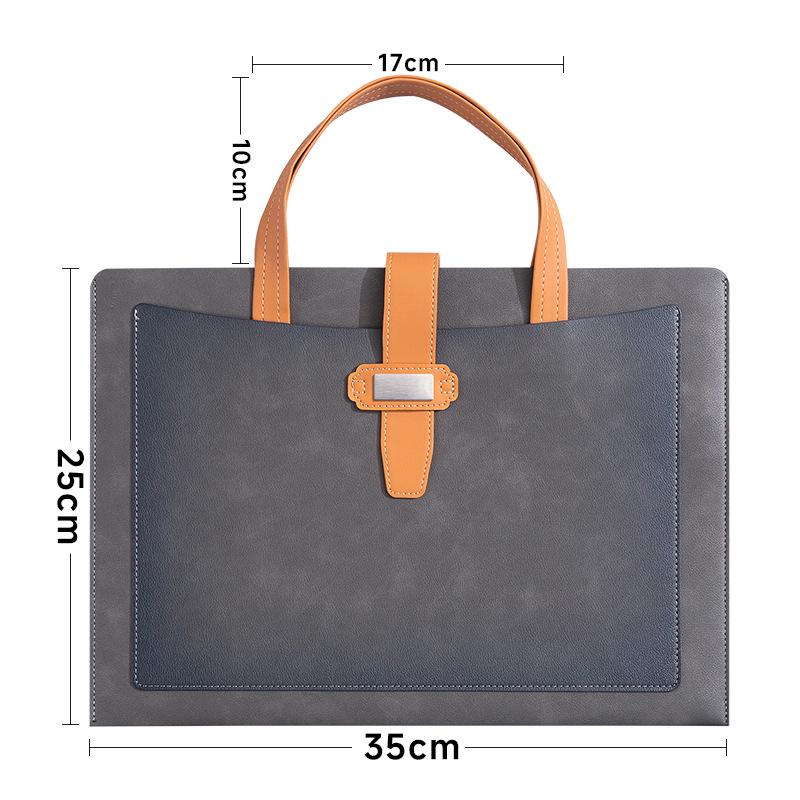 Large Capacity A4 Leather File Bag - Multifunctional Business Office Folder