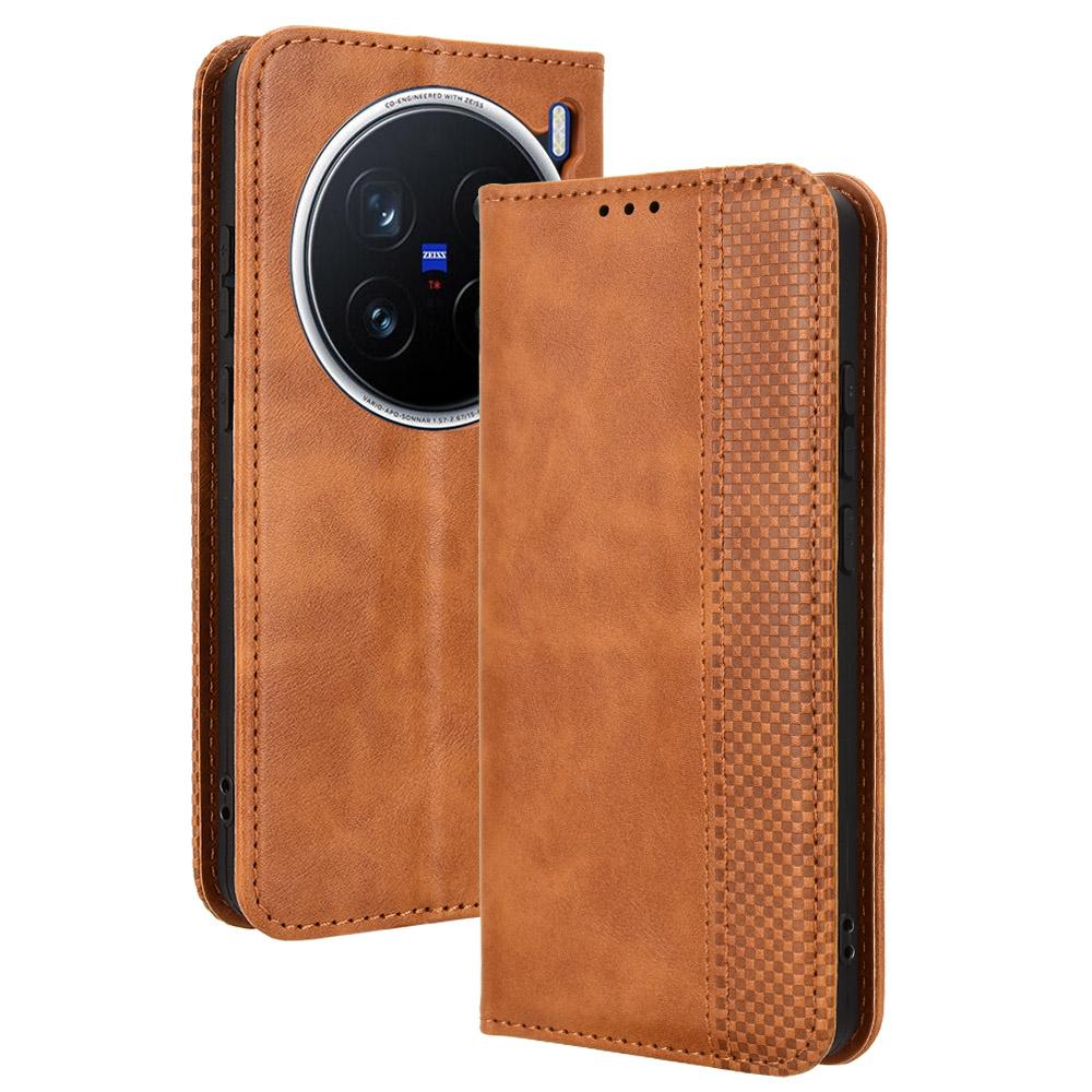 For vivo X200 Pro 5G Leather Case Wallet Stand Retro Texture Phone Cover