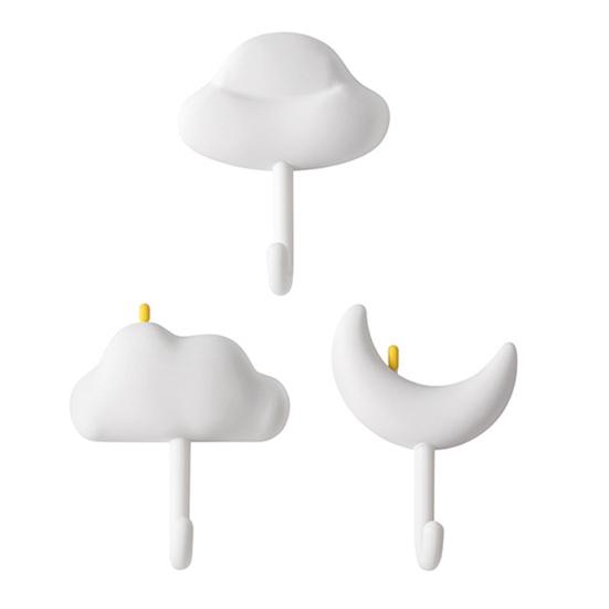 3 ks Roztomilý nástěnný háček Samolepicí Nástěnný Kuchyňský háček Mrak Měsíc Dekorativní háček Věšák na ručníky pro Organizaci Domova Ložnice Koupelny