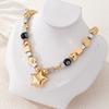 Temperament pentagram round bead square ring necklace color simple neck chain