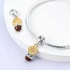Copper Golden Sunflower Pendant Heart Shape Charm Bead Fits Genuine Bracelets Beautiful Jewellery Gift Crafting