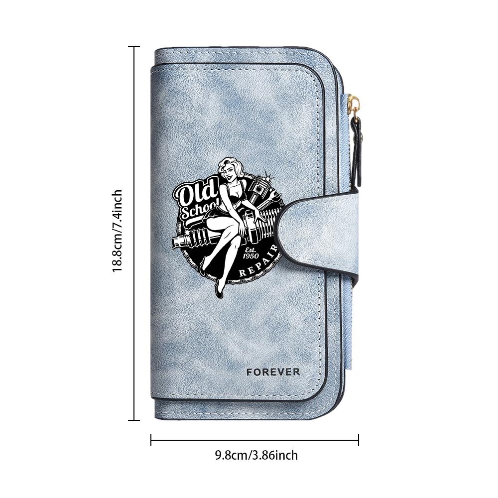 Vintage Pattern Leather Wallet Fashion Casual Portable Multi Card Slot Durable Daily Use Trendy Purse 