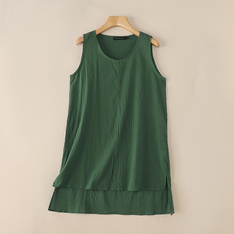 ZANZEA Letní tílka Kaftan Dámské ležérní svetry bez rukávů s výstřihem do O