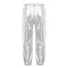 Kinder Mädchen Shiny Metallic Dance Hosen Elastische Hohe Taille Hip Hop Hosen Streetwear Dancewear