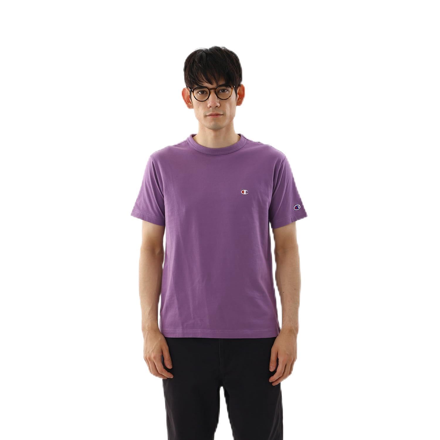 

Футболка Champion с коротким логотипом, с коротким рукавом, размер XL, 100% хлопок, классическая, с вышивкой в одной точке, футболка, базовая, C3-P300Z, мужская, фиолетовая, фиолетовый