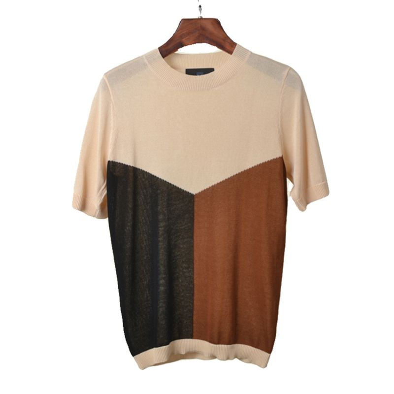 French Normcore Round Neck Short Sleeve T-shirt Summer Refreshing Assorted Colors Retro Casual Sweater