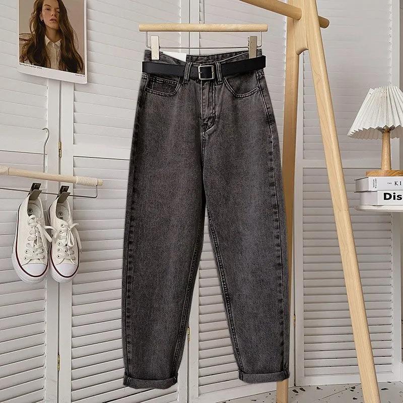 Spring Summer Women's Retro Jeans High-Waist Loose Jeans  Lightweight Slim Fit Carrot Pants