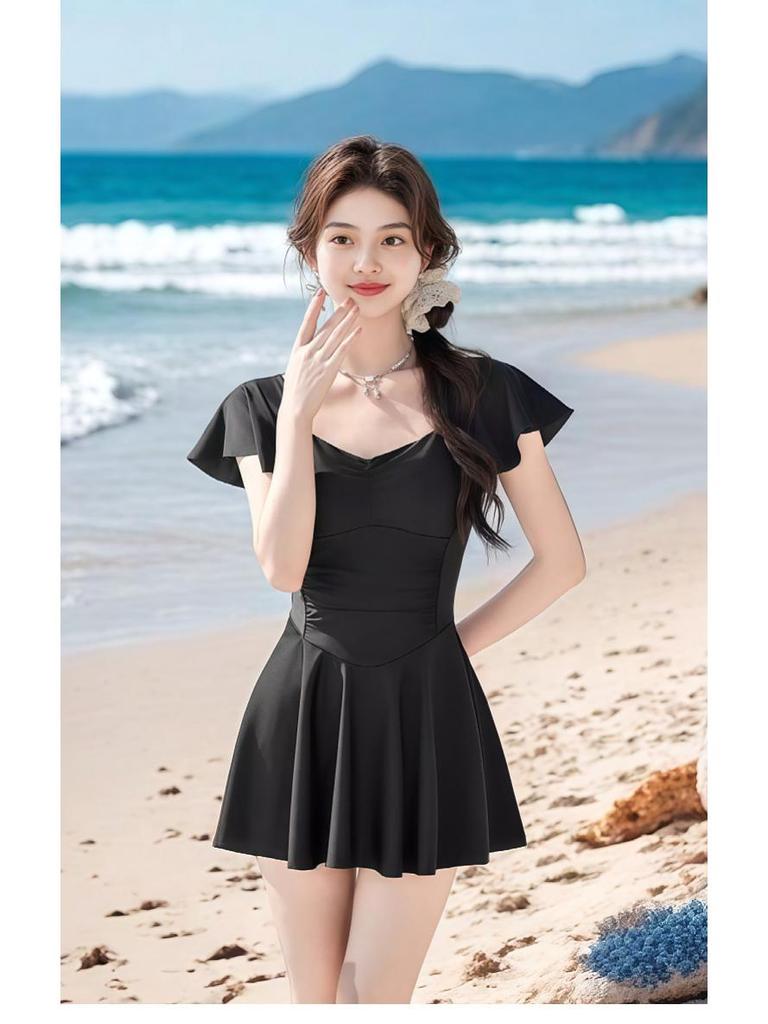 2025 Women's Elegant One-Piece Swimsuit: Conservative, Slimming, Skirt-Style, Sexy Hot Spring Swimwear