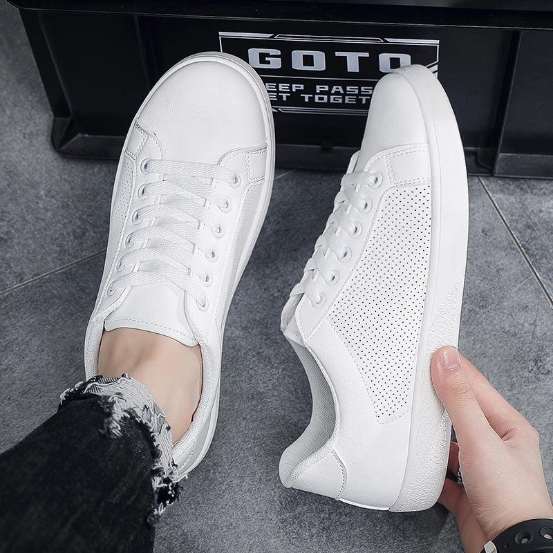 Fashion Men Leather Casual Board Shoes Breathable Sneakers for Man Spring Summer New White Shoes Comfortable Men's Flats Soft Sneakers