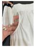 Women's High Waist White Midi Skirt: Slimming A-Line with Pockets for Spring-Summer.