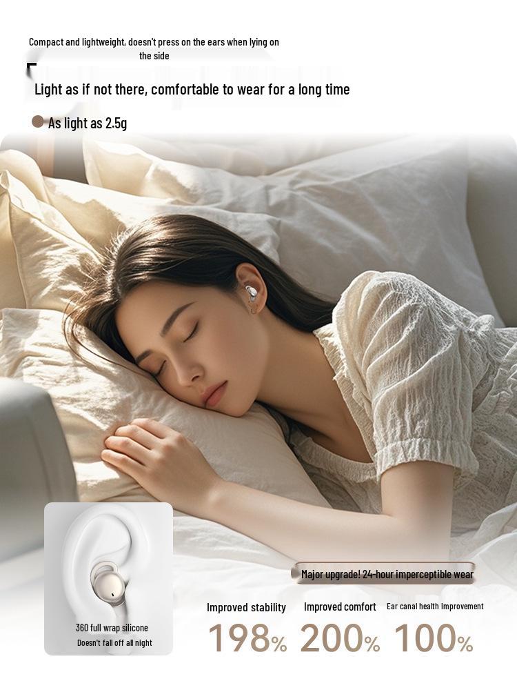 2025 Noise-Cancelling Bluetooth Earbuds: Pain-Free Side-Sleeping Silicone In-Ear Sports Earphones.