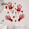 Abnehmbarer Fensteraufkleber Halloween Blut Handabdrücke/Fußabdrücke Wandaufkleber Abziehbilder Gruselig Wasserdicht Beschädigungsfreies Abziehbild DIY Dekoration für