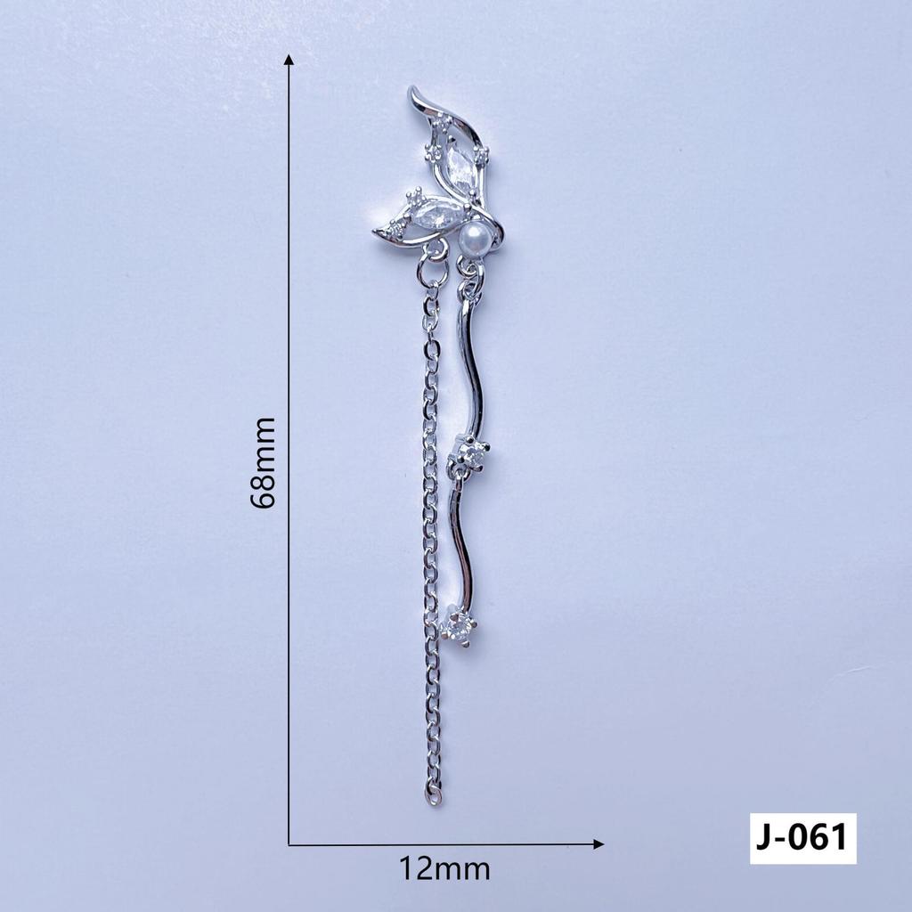 Flat-Bottom Tassel Chain Nail Art with Copper-Inlaid Zircon