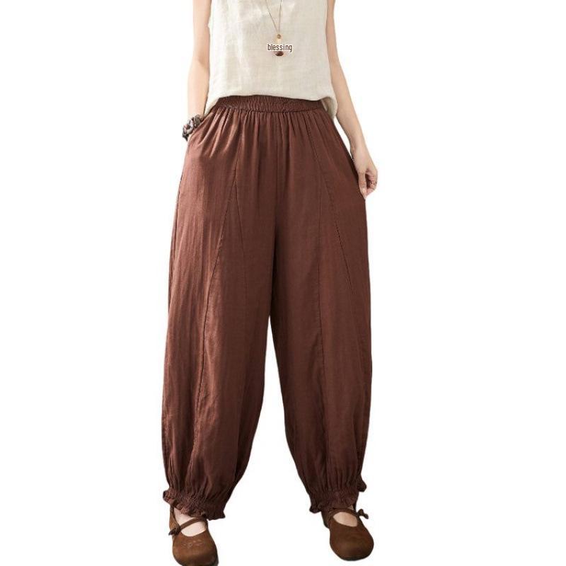 

Loose Cotton Linen Lantern Pants for Middle-Aged & Elderly Women - Plus Size, Slimming, Casual, Stylish & Cool for Spring/Summer One Size (Recommended for 47.5-75 kg)