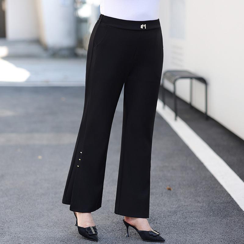 Sommer Schlaghosen Kinderstil Übergröße Damen Hose Klein geschnitten Schlitz Perlenbesetzt Lässige Caprihose