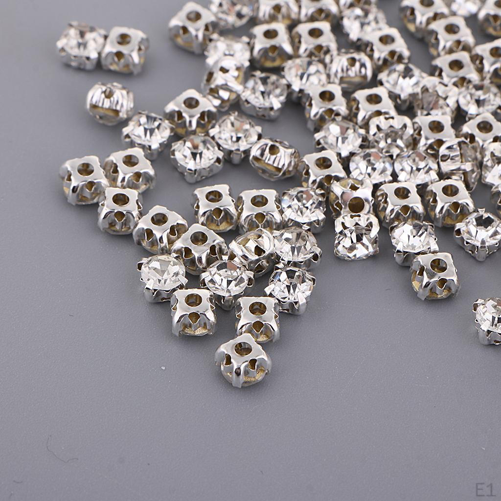 100 Pcs Beads with Rhinestone Flatback Buttons to Sew on Gem - 5