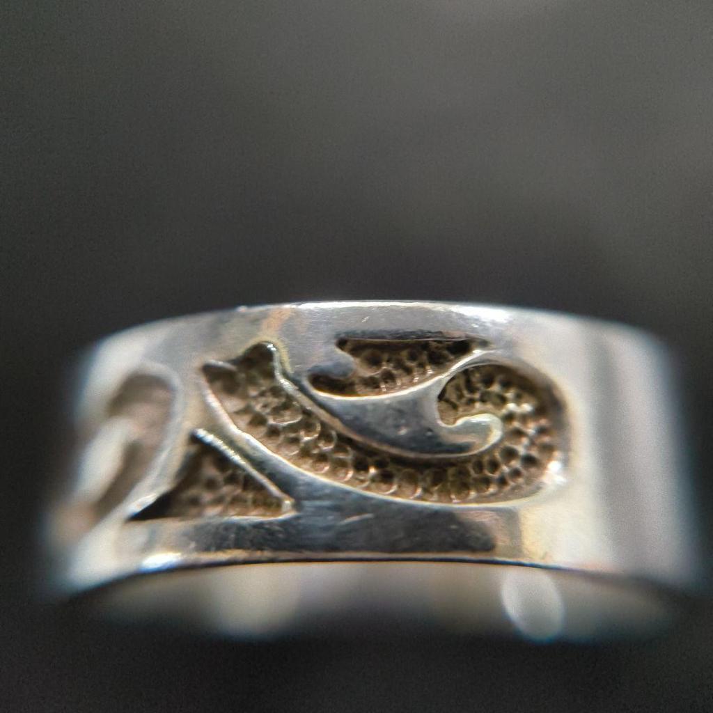 Used No. 474 Silver 925 Ring Tribal Design Approx. 12.5 4.9g