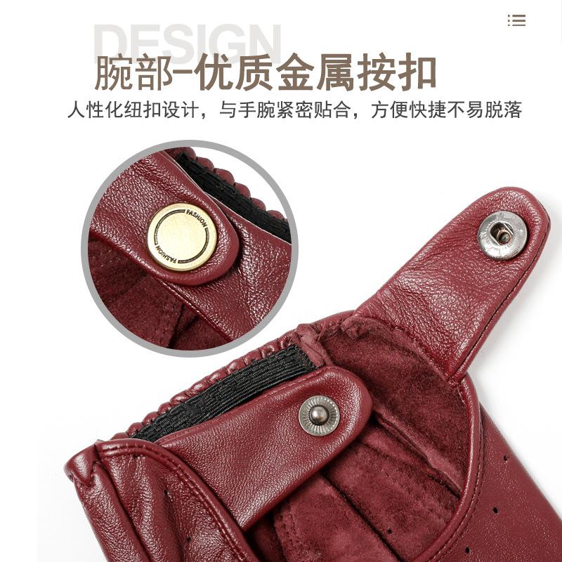 Men Genuine Leather Gloves Ventilation Guantes De Cuero Harley Outdoor Cycling Driving Motorcycle Sheepskin Gloves