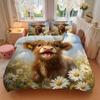 3er-Set Happy Highland Cow Print Bezüge Ultra Weich, Atmungsaktiv