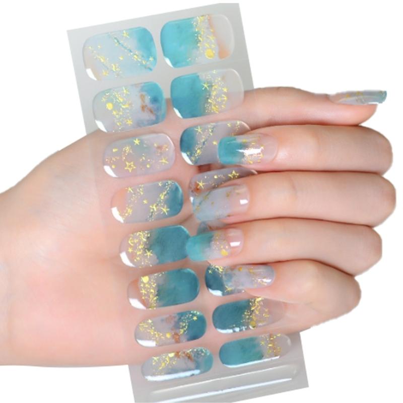 Blatt Halbgehärtete Gele Nagellack Streifen Klebende Gele Nagelkunst Aufkleber Langlebige Gele Nagelfolien Aufkleber Nagelaufkleber