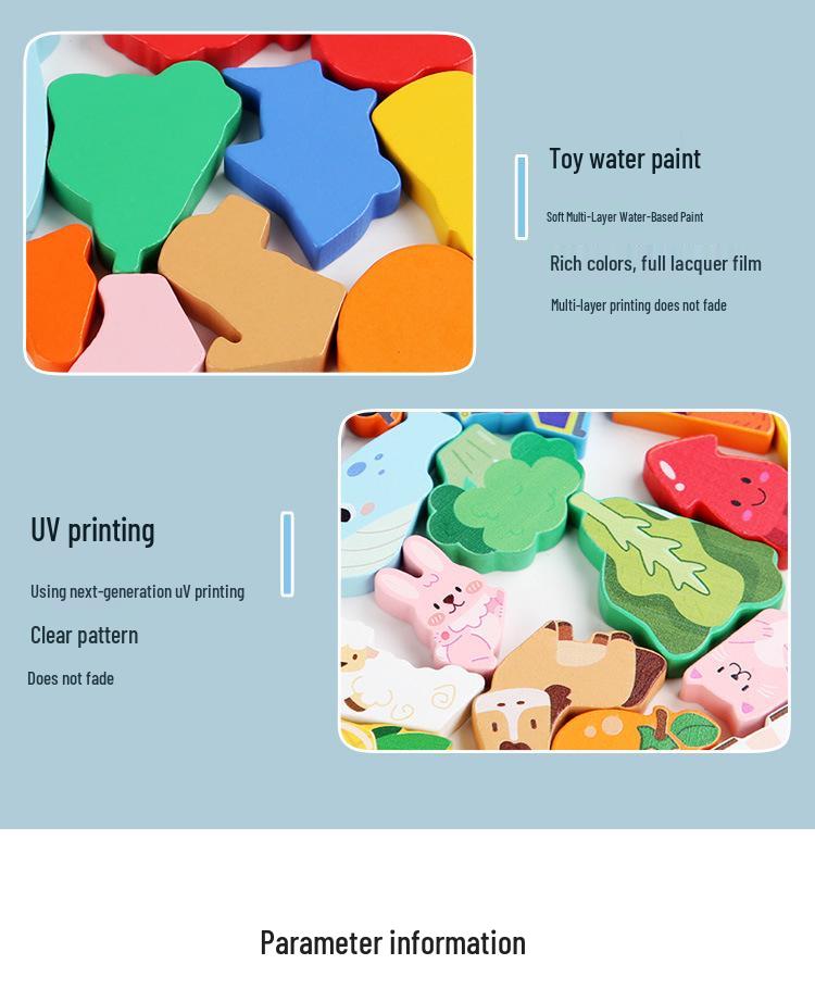 3D Animal & Fruit Theme Puzzle Blocks for Early Education - Creative Jigsaw for Kindergarten & Baby Learning