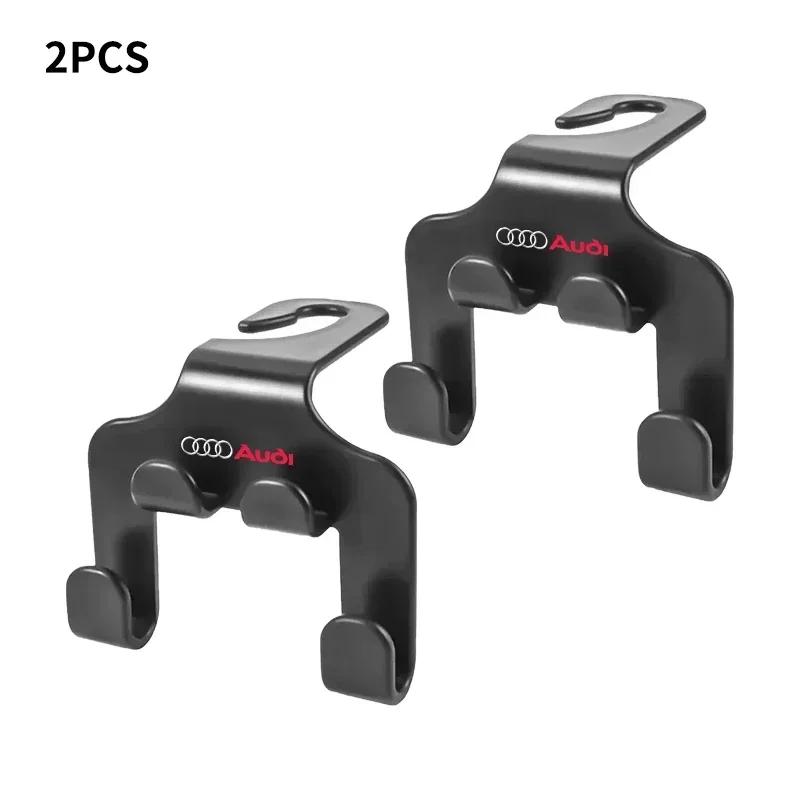 2pcs Car Seat Headrest Hook 4 Pack Hanger Storage Organizer For Q2 Sport Sline A1 A3 A4 A5 A6 A7 A8 Q2 Q3 Q5 Q7 Q8 TT RS3 RS4