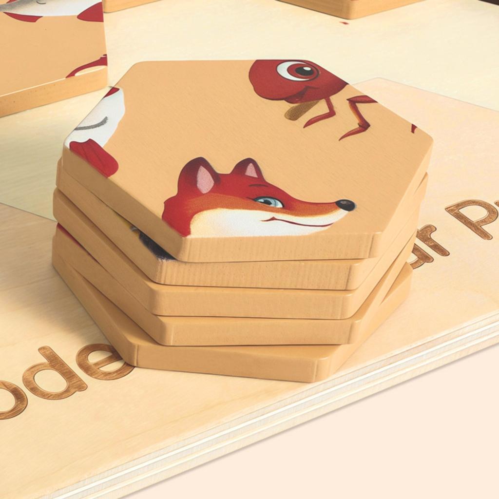 Wooden Puzzle, Shape Matching Honeycomb Puzzle