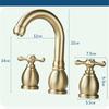 Luxury Brushed Gold Basin Faucet Brass Bathroom Faucet Widespread Antique Sink Faucets 3 Hole Hot Cold Sink Faucet Water Tap