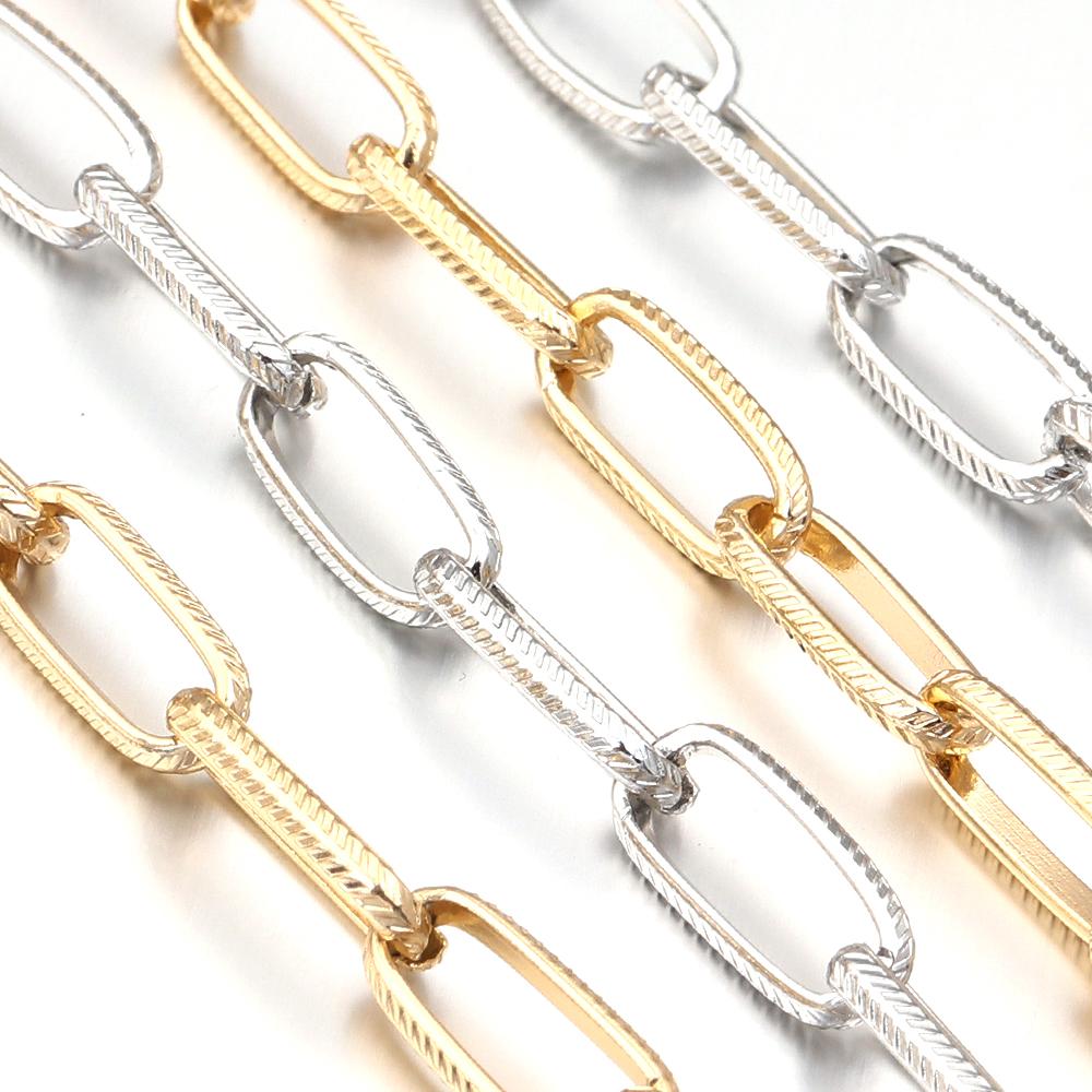 5Yards/Roll Aluminium Chain Gold Silver Color Oval Triangle Cross Link Chain For Jewelry Making DIY Necklace Bracelet Components