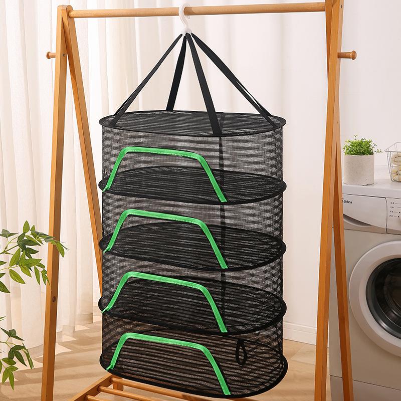 Folding Dry Rack 6 Layers Drying Net for Herbs Hanging Basket Dryer Bag Mesh Herb Drying Net for Flowers Buds Plants Organizer