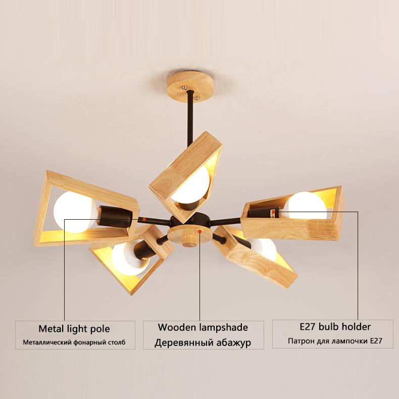 Wooden Chandelier for Living Room Bedroom